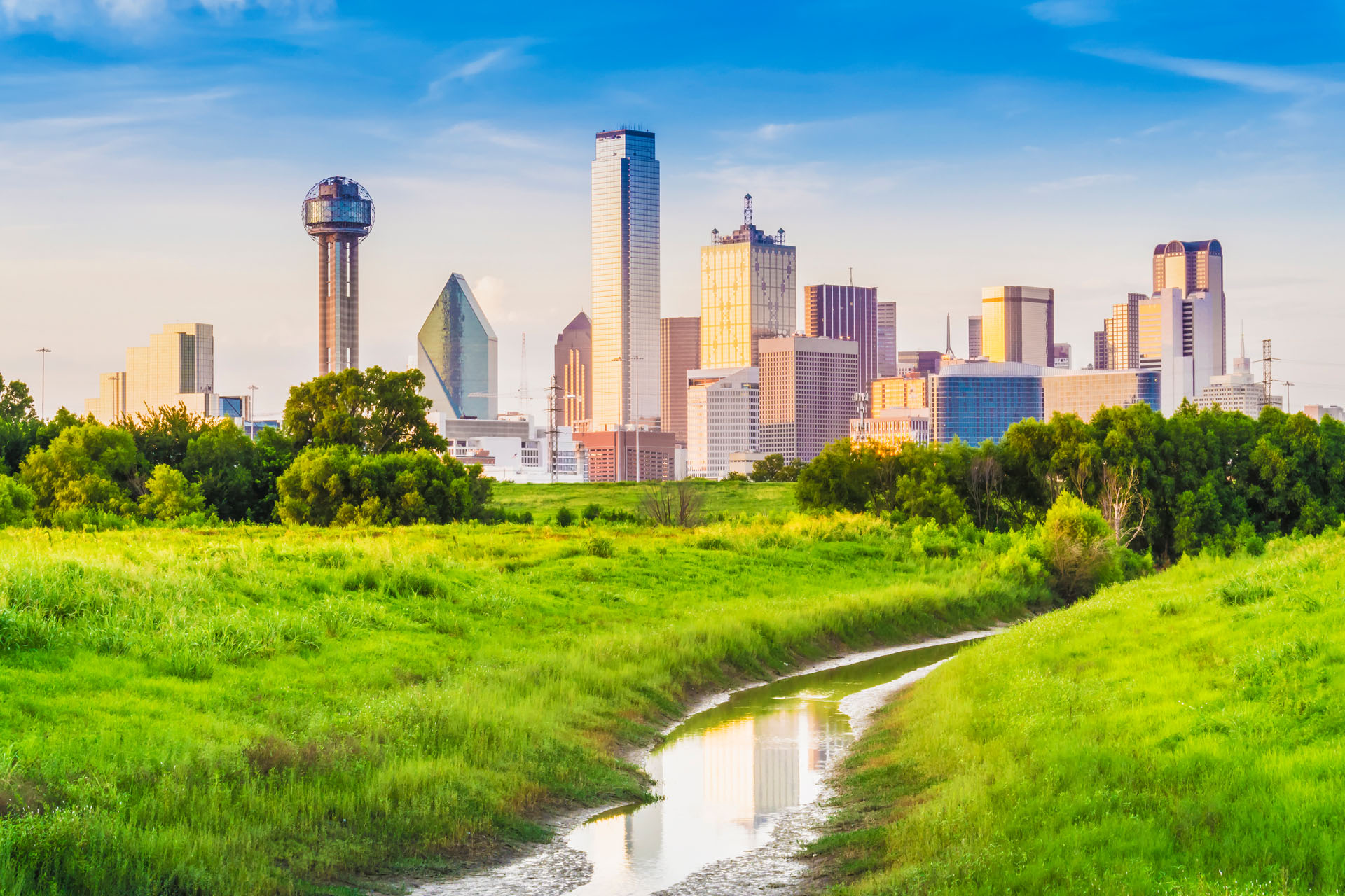 view of Dallas from Jeffries-Meyers neighborhood